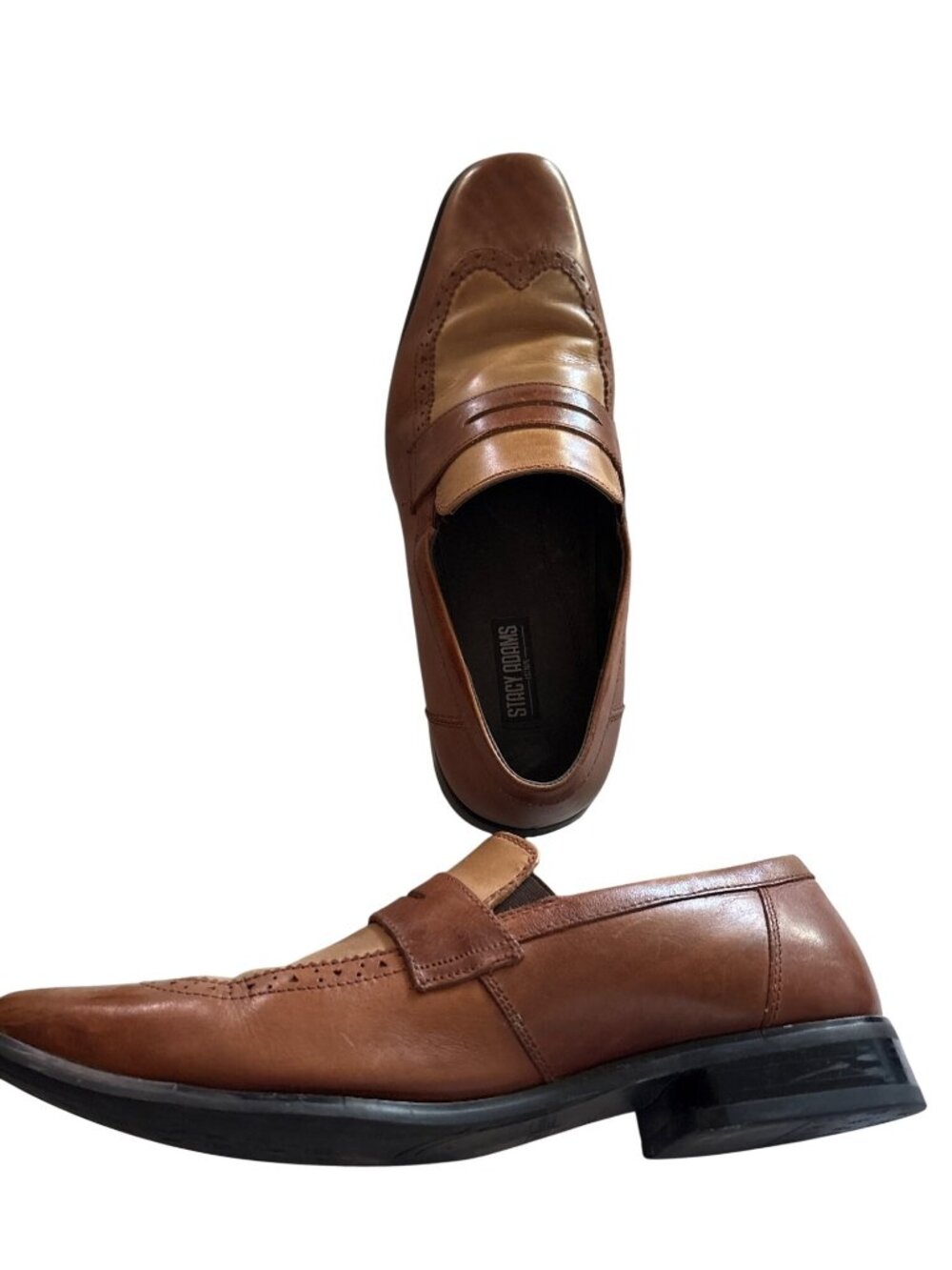 Stacy Adams Mens Brown Leather Penny Loafers Size 8.5M